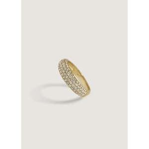 Scarlett Fashionable Eternity Gold <b>Ring</b> 18K Rose Gold Plated Pav Diamond Dome <b>Statement</b> <b>Ring</b> for Engagement Cut Diamond Inlay - Product Image 2