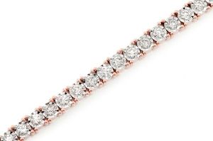 Pulsera de tenis de placa milagrosa redonda de diamante, 5mm, 14k, oro amarillo y Rosa Blanco - Product Image 3