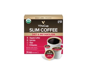 VitaCup Slim Organic Coffee <b>Pods</b>, Diet Support with Ginseng,Garcinia, B Vitamins,<b>Bold</b> Medium Dark Roast, Single Serve <b>Pod</b>, 24 Ct - Product Image 1