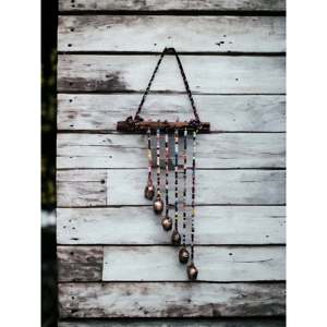 Décoration de jardin bohème faite à la main, carillon éolien rustique vintage, attrape-soleil, perles multicolores, lot de 5 pièces, en bois - Product Image 1