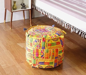 Housse de Pouf de Style Vintage, Patchwork brodé, housse de Pouf cousue à la main, Pouf de Pouf, vente en gros - Product Image 2