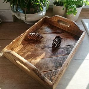 Bandeja de servicio de madera de acacia redonda FARMOUSE para cocina, hogar u hotel, vajilla de estilo clásico para fiesta o ser de comida - Product Image 2