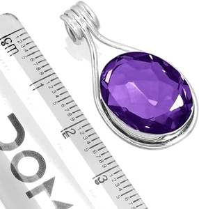 Medallón y Colgantes de Amatista, Piedra Preciosa Natural, Plata de Ley 925, Colgante Solitario Hecho a Mano, Ovalado de 10x14, Chapado en Rodio y Oro - Product Image 2