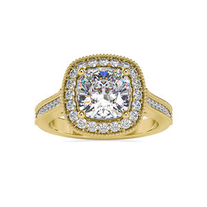 Dernier modèle de bague de fiançailles plaquée or rose 18 carats, ensemble milgrain taille coussin, bague de mariage pour femme en moissanite halo antique avec diamants - Product Image 5