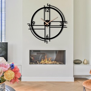 Horloge murale élégante ronde en métal noir Design minimaliste moderne parfaite pour la décoration de la chambre, du salon, du bureau ou de la cuisine - Product Image 6