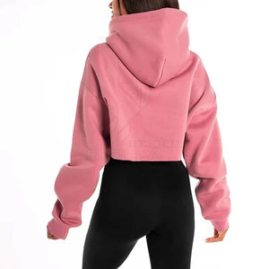 Hoodie Crop Top Multicolore de Haute Qualité pour Femme, Personnalisé, Streetwear Hiver, Logo Frontal, Col à Capuche Respirant, Tricoté 320g - Product Image 2
