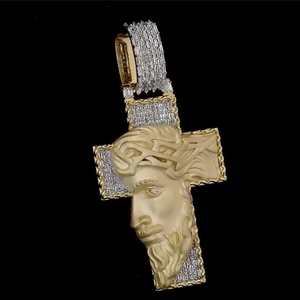 Pendentif croix en plaqué or 18 carats pour bijoux de mode unisexe Bijoux en diamant Moissanite personnalisés glacés - Product Image 4