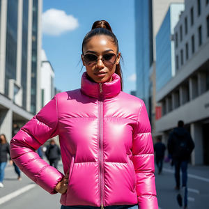 Puffer, a prueba de viento, Abrigo acolchado recortado, chaqueta para mujer, ropa de calle a prueba de viento, chaqueta acolchada corta con cuello levantado de Color vendido para mujer - Product Image 2