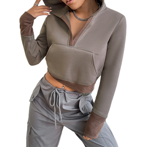 Sudadera Corta con Capucha para Mujer, Ligera, Informal, Moderna, de Manga Larga, Suave, Cómoda, Estilo Urbano - Product Image 4