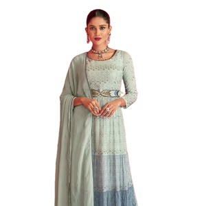 Traje Pakistaní de Georgette Pesada con Bordado para Venta al por Mayor - Product Image 2