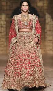 Impresionante Vestido de Novia Lehenga Choli 2024 con Bordado de Algodón y Seda, Adornado con Cuentas de Cristal y Piedras Dabka - Product Image 2