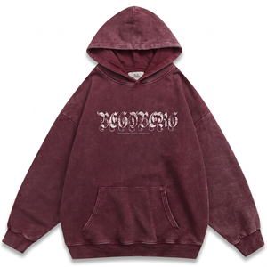 Sudadera con capucha personalizada de felpa francesa gruesa con efecto desgastado y lavado ácido, doble capa, con acabado descolorido por el sol. - Product Image 2