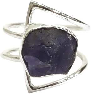 Bague pour femme en argent sterling 925, pierre précieuse tanzanite naturelle, pierre de naissance de décembre, double bande, bijoux faits à la main, Noël - Product Image 1