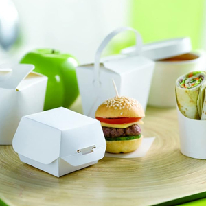 Venta caliente Cajas de hamburguesas portátiles sólidas Diseño de logotipo personalizado Tablero de papel de laminación brillante en relieve Suministro directo de fábrica para alimentos - Product Image 3