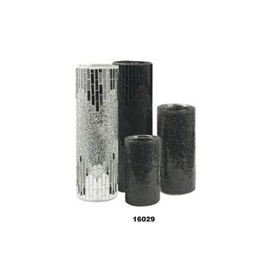 Jarrones de flores de cristal de mosaico plateado y negro Floreros de diseño moderno para boda Fiesta de cumpleaños y decoración de comedor - Product Image 2