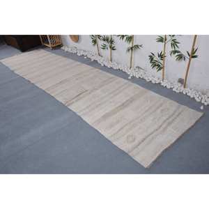 Tapis Moderne Vintage Turc en Laine Écologique Grand Format 3.1 x 12.7 pi Beige à Motif Patchwork à Poils Moyens pour Salle à Manger - Product Image 3