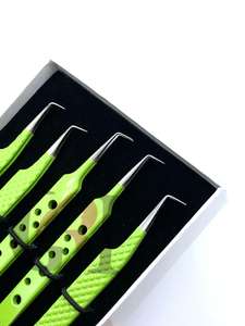 Haute qualité 90 degrés Double couleur poudre revêtement japonais en acier inoxydable Extension de cils pince à épiler Logo personnalisé outils de beauté - Product Image 2