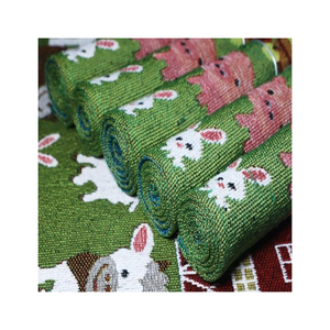 Nappe de table en satin tissé 320TC, imprimé botanique, teinture naturelle, finition artisanale, broderie à la main avec fil bleu de qualité supérieure, 35x55cm - Product Image 6