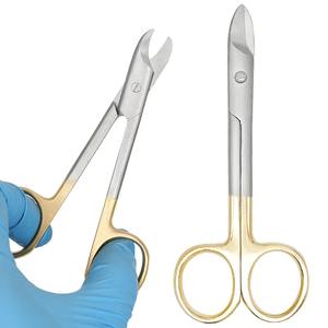 Ciseaux à couronne métalliques 1 pièce, ciseaux dentaires en acier inoxydable, tête incurvée/droite, instrument chirurgical, outils orthodontiques - Product Image 2