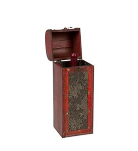 14 "Tall Treasure Chest Wine Box-Bois-Contient 1 bouteille - Product Image 4