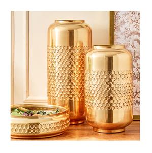 Vase à fleurs en métal couleur or avec un design attrayant Mariage Maison Couloir Décoration de table Vase à fleurs cylindrique - Product Image 1