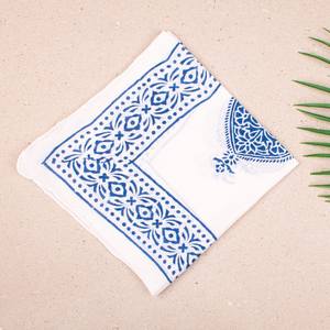 Pañuelo Azul con Estampado de Bloques, Estilo Boho, Unisex, Ecológico, para la Cabeza, para el Verano y la Playa - Product Image 2