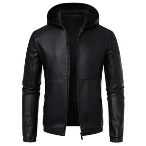 Veste en cuir PU à capuche de haute qualité pour hommes Nouvelle veste pour hommes sur mesure Vente en gros Veste d'hiver à fermeture éclair pour homme - Product Image 4