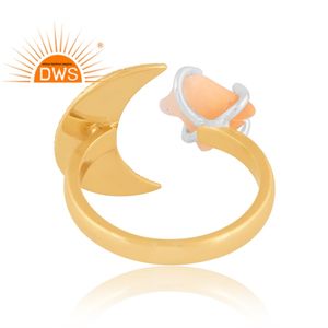 Último diseño hecho a mano 18K chapado en oro etíope ópalo piedra preciosa luna creciente anillo ajustable Demi fabricante de joyería fina - Product Image 4