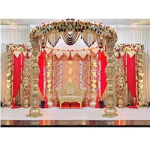 Decoraciones Tradicionales Hindúes y de Sri Lanka para Bodas, Mandap Dorado Tallado Estilo Damroo para Bodas, Venta en EE. UU., DST - Product Image 1
