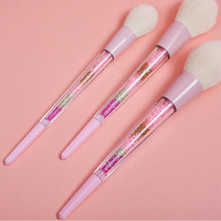 Ensemble de pinceaux de maquillage Dongshen 8 pièces avec manche en plastique brillant et poils synthétiques pour le visage et le correcteur, usage quotidien