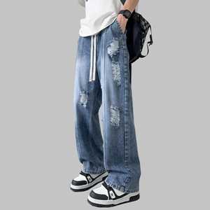 กางเกงยีนส์ลำลองใส่สบายสำหรับผู้ชายกางเกงยีนส์ขาดทรงหลวมเครื่องแต่งกายใส่ในชีวิตประจำวันสวมใส่สบายเหมาะสำหรับการเดินทางในช่วงฤดูร้อน - Product Image 5