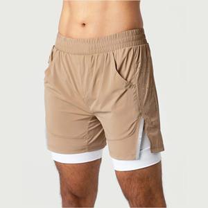 Plus lisse et plus doux 80% Nylon 20% élasthanne Chai hommes Compression doublé tissé Baggy entraînement court avec poches avant - Product Image 3