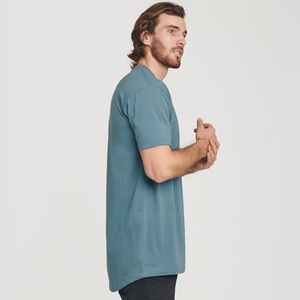 NL6210 - <b>Mens</b> Premium CVC Crew Neck Tee T <b>Shirts</b> Round Hem Gym Fitness Running T <b>Shirt</b> Steel <b>Blue</b> - Product Image 1