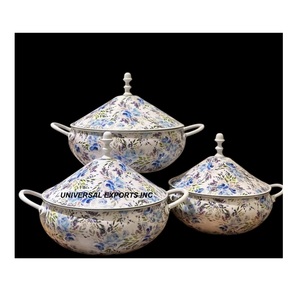Ensemble de trois casseroles en métal imprimé Forme ronde Vaisselle de luxe Chauffe-plats Hot Selling Designer Metal Hotpot - Product Image 1