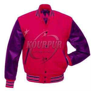 2025 Custom Team Letterman Winter Bomber Jacket para hombres de alta calidad 100% algodón estampado de cuero de talla grande cierre de botones - Product Image 1