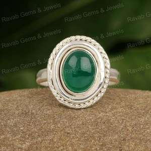 Anillo hecho a mano de diseñador definitivo para mujer, recién llegado, 8x10mm, forma ovalada, ónix verde, multibisel, anillos finos de Plata de Ley 925 - Product Image 4