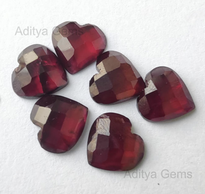 Granate natural corazón Rosa corte parte posterior plana facetado 2mm a 50mm piedras preciosas sueltas de Jaipur fabricante precio al por mayor joyería roja - Product Image 3