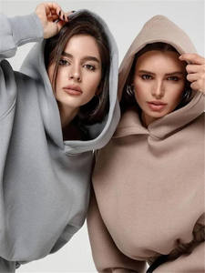 Venta caliente invierno sólido manga completa más tamaño sudaderas con capucha jogging mujeres chándal conjunto de dos piezas - Product Image 3