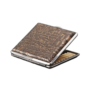 Boîte à cigarettes rectangulaire <span class=keywords><strong>vintage</strong></span> en métal avec <span class=keywords><strong>porte</strong></span>-briquet, fermeture à pression, étanche, anti-odeur, design rétro amusant, logo pour femmes et hommes - Product Image 5