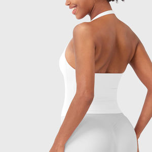 Women's New Breathable <b>Sleeveless</b> Gym Exercise Yoga Tank <b>Tops</b> Activewear Singlet Workout Vest Backless Sports Shirts for Running - Product Image 4