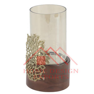 Vela con base de madera y metal-Hurricane Luxury Home Vela decorativa votiva - Product Image 1