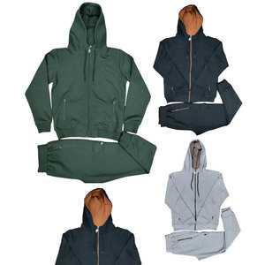 Mens Tracksuit Slim Fit <b>Zip</b> <b>Up</b> <b>Hoodie</b> Top & Matching Jogger 2pcs Set - Product Image 5
