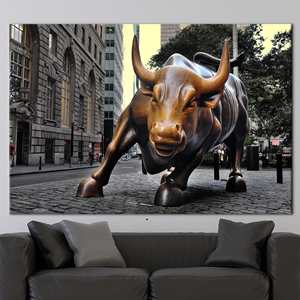 Impression sur toile de la statue du taureau de New York, élégante, décoration murale moderne, 1P:Gallery Wrapped - Product Image 1