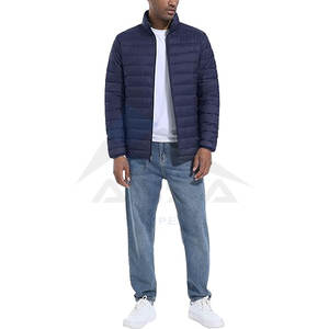 Chaqueta acolchada ligera para hombre con logotipo personalizado, abrigo aislante resistente al agua con cuello levantado y cremallera completa, embalaje fácil - Product Image 3