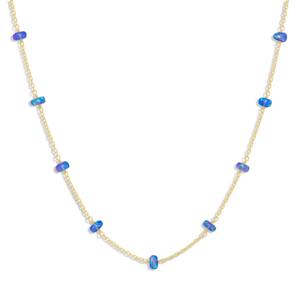 GOODSTONE, collar de plata de ley 925 para mujer, oro amarillo, cuentas de ópalo azul Natural, 16 tamaños, cuentas finas, regalo de piedra natal de boda - Product Image 1