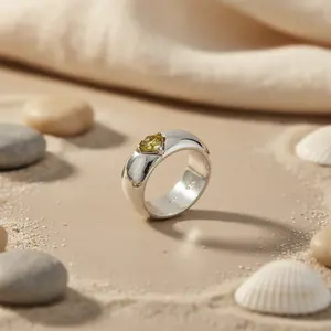 Bague en argent 925 avec pierre précieuse citrine pour femmes, bijoux élégants en cristal, bague cadeau - Product Image 3