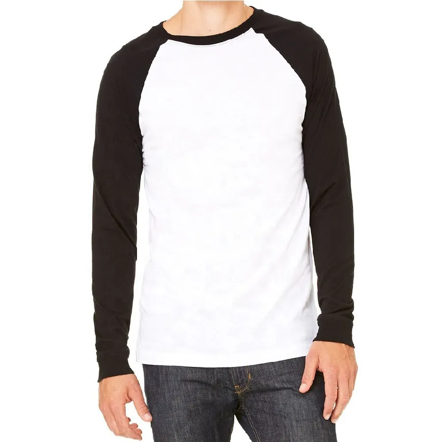 Wholesale cheap men's blank white panel black sleeve's long sleeve raglan t shirt Best Design Comfortable Men's raglan T-shirts