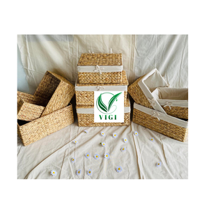 Panier compact en jacinthe d'eau peu profond-Solution de rangement pour la maison et la cuisine - Product Image 1