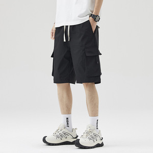 Pantalones cortos informales de verano para hombre Logotipo personalizado Servicio OEM Cintura media Ligero Ajuste suelto Nuevo patrón Recto Liso Teñido Technics - Product Image 5