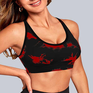 Soutien-gorge de sport en jersey tie-dye doux et sans couture, une pièce, avec bretelles réglables pour une course confortable - Product Image 1